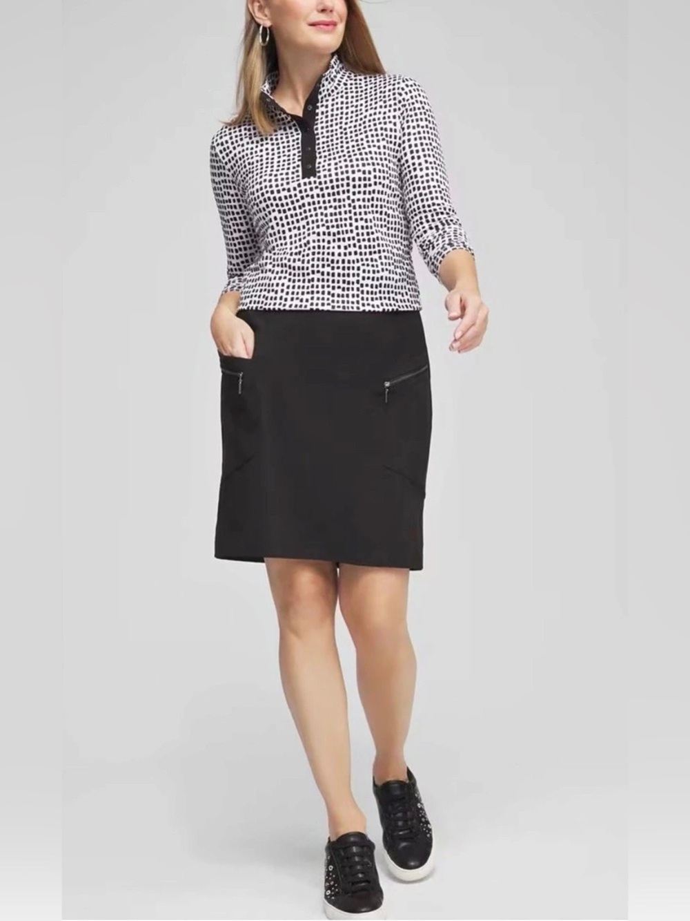 Chicos Zenergy Neema Rib-Mix Skirt Size 3 US16